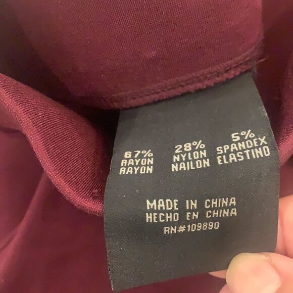 Wine Pull On Stretch Pants - Picture 5 of 7
